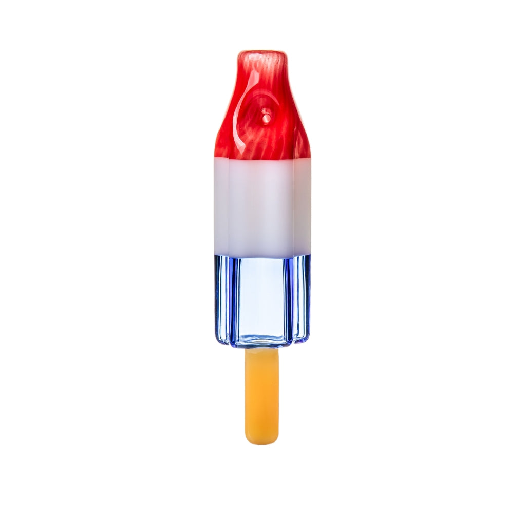 BigFun! Pipesicle Hand Pipe in red, white, and blue glass shaped like a bomb pop