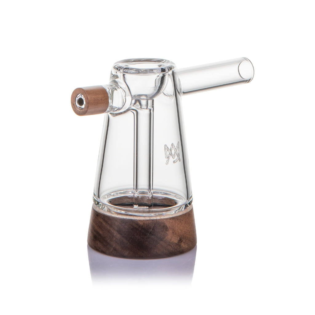 MJ Arsenal Mesa Bubbler close-up showing front carb and walnut mouthpiece