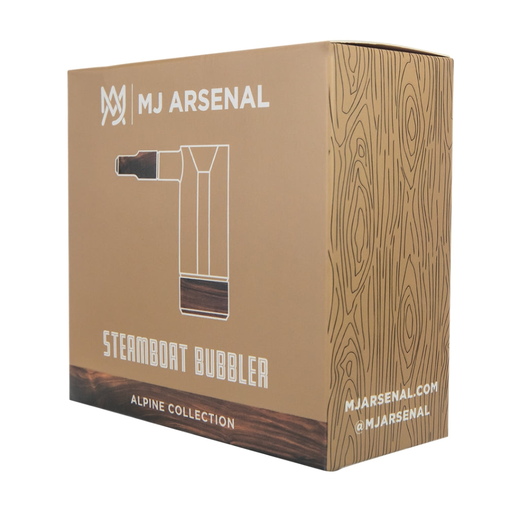 MJ Arsenal Steamboat Bubbler retail packaging with product illustration