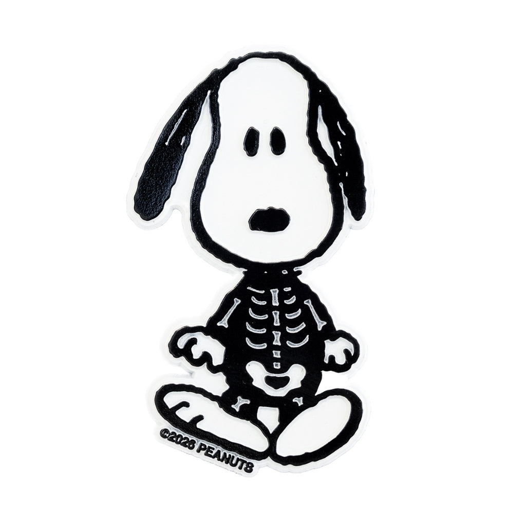 Peanuts Snoopy Skeleton Halloween fridge magnet by Three Potato Four, Snoopy in a black skeleton costume in molded rubber