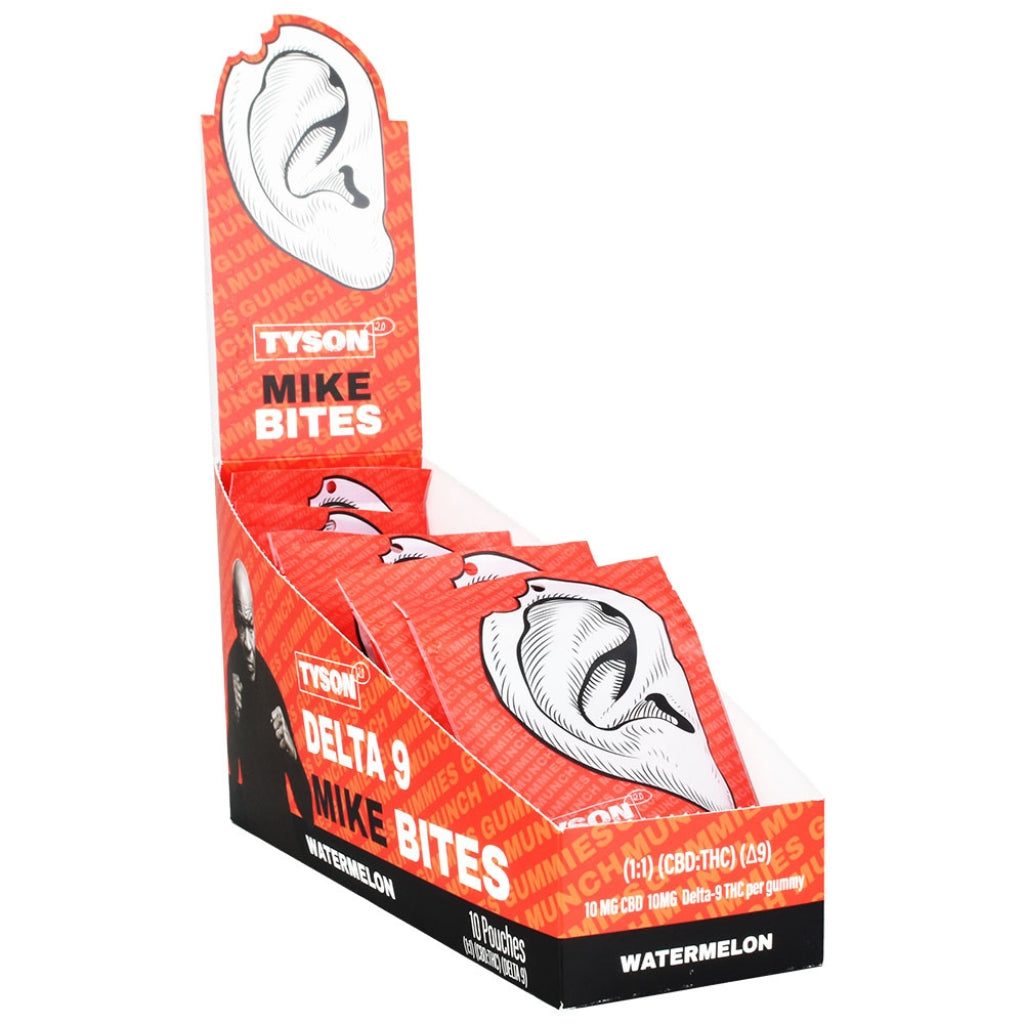 Tyson 2.0 Mike Bites Delta-9 Gummies Watermelon Display Box