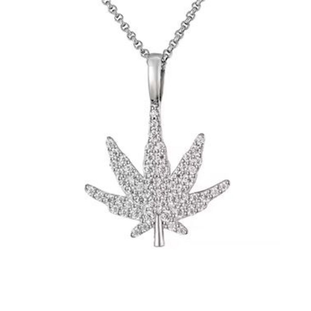 Pavé Leaf Moissanite Pendant Necklace