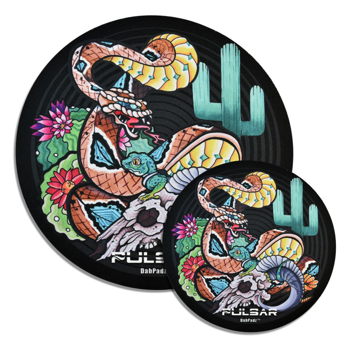 pulsar dabpadz round dab mat psychedelic rattlesnake