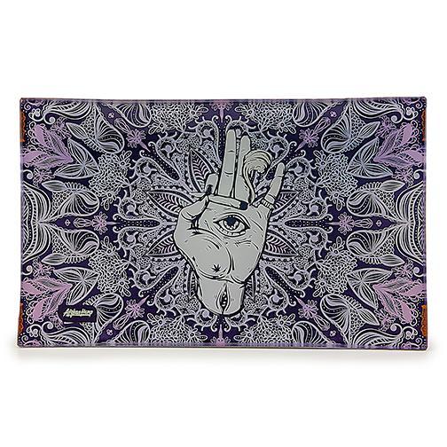 afghan hemp glass rolling tray eye purple