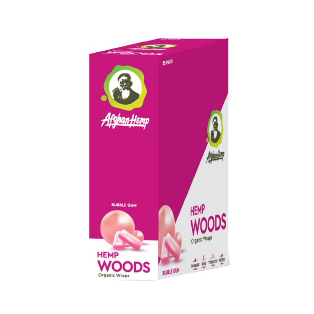 Afghan Hemp Woods Organic Wraps - Bubble Gum | 25pk Box