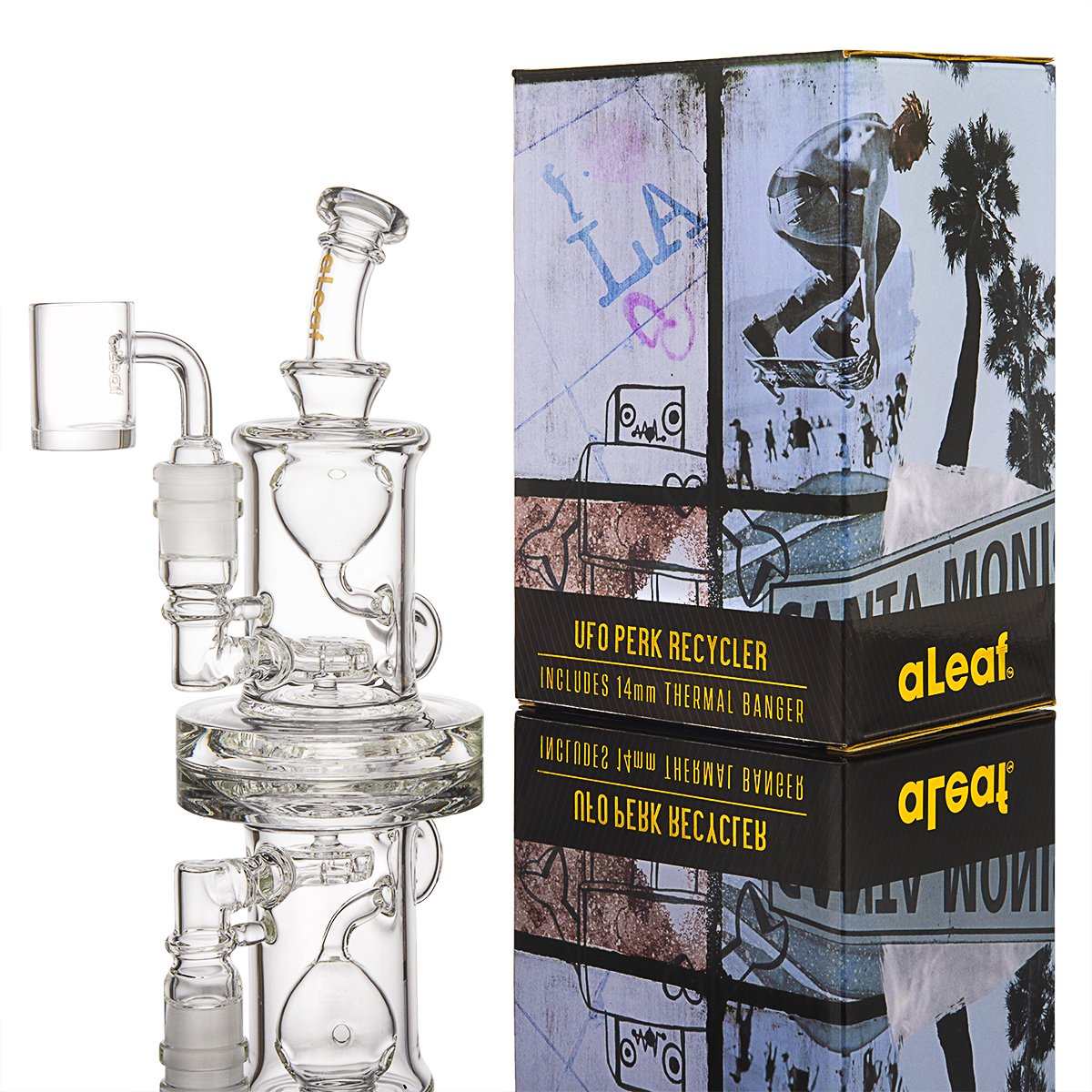 aleaf ufo perk recycler glass dab rig 14mm thermal quartz banger