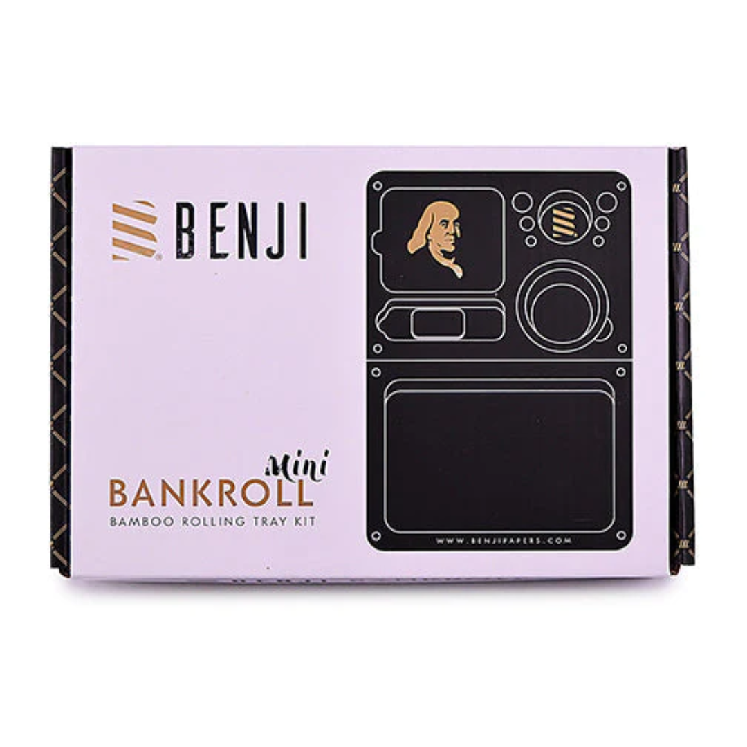 benji bankroll mini bamboo rolling tray kit box