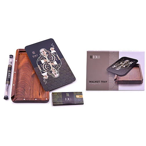 benji papers rolling tray kit walnut king franklin
