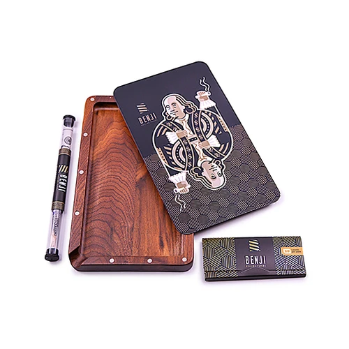 Benji Bankroll Mini Bamboo Rolling Tray Kit, Rolling Papers