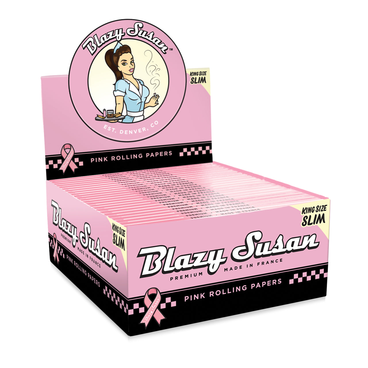 blazy susan pink rolling papers king size box