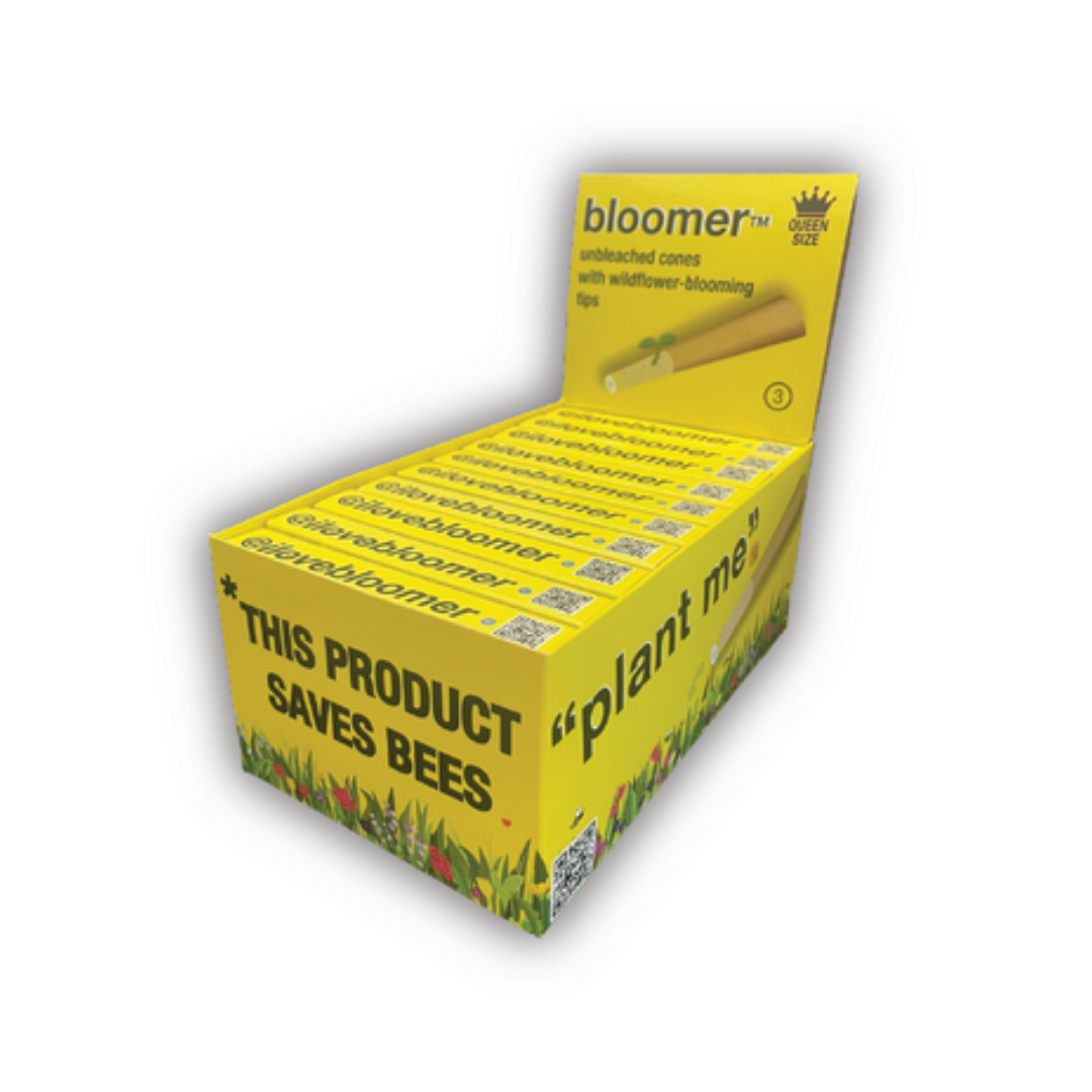 bloomer unbleached rolling paper cones wildflower blooming tips wholesale box