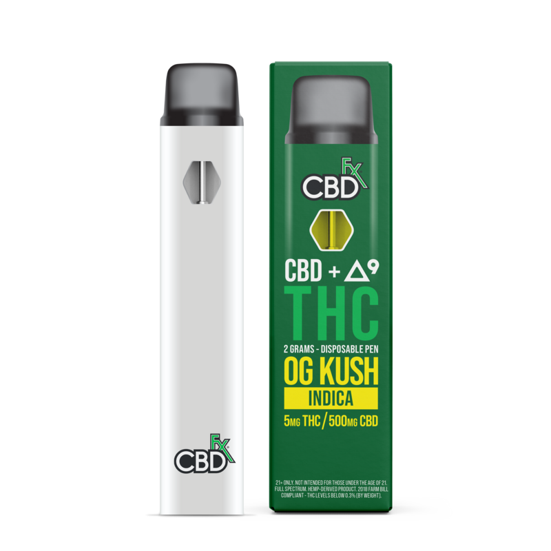 cbdfx cbd delta 9 thc disposable vape pen og kush indica 500mg
