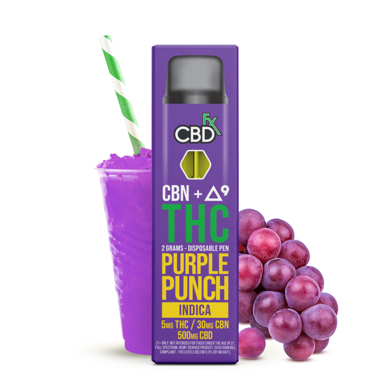 cbdfx cbd delta 9 thc vape pen purple punch indica 500mg