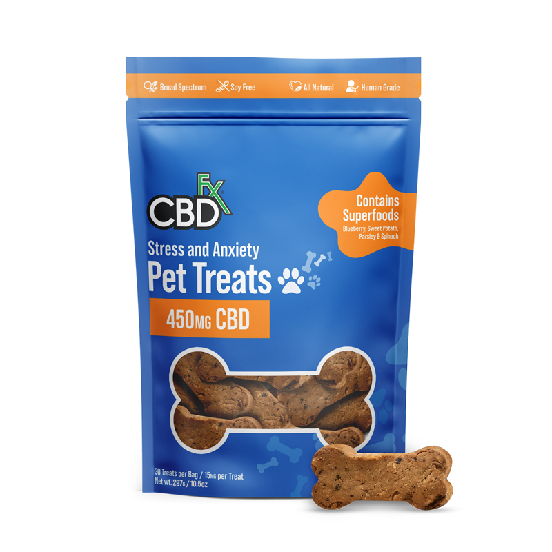 cbdfx cbd dog pet treats stress anxiety 450mg