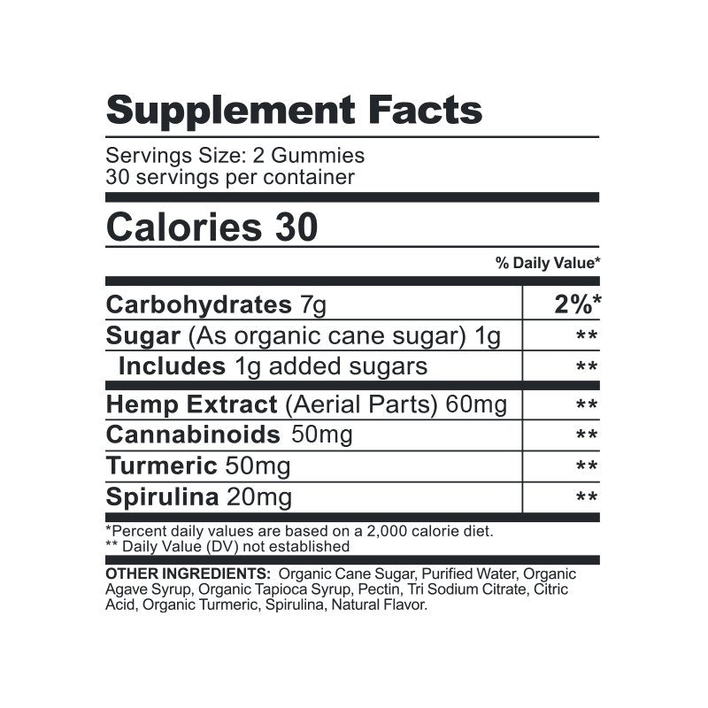 cbdfx cbd gummies turmeric spirulina 1500mg supplement facts
