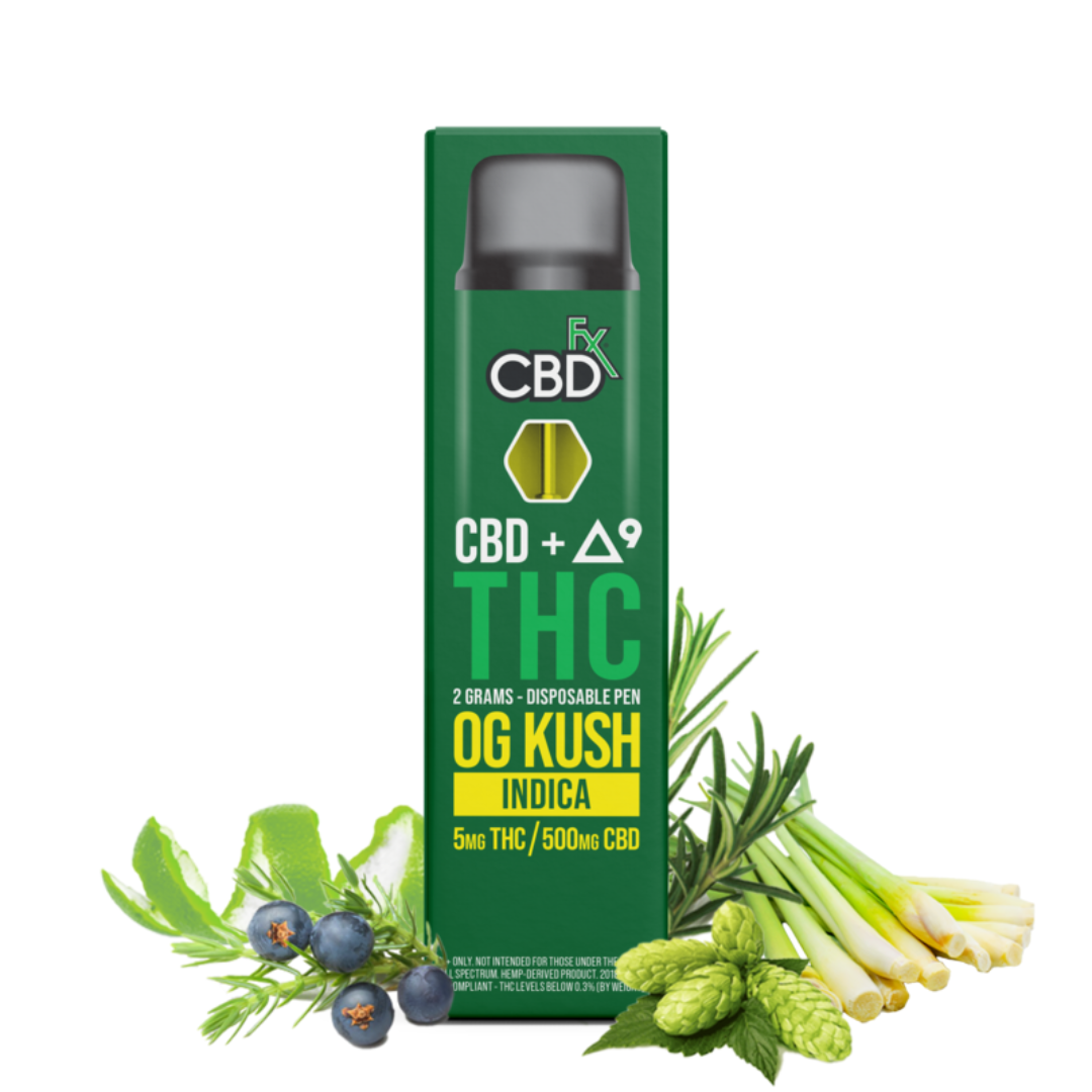 cbdfx cbd thc vape pen disposable og kush indica 500mg