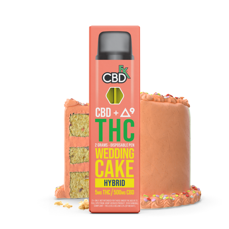 cbdfx cbd thc vape pen wedding cake hybrid 2 grams