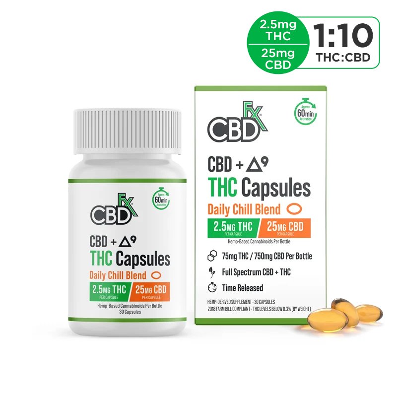cbdfx delta 9 thc cbd capsules daily chill blend