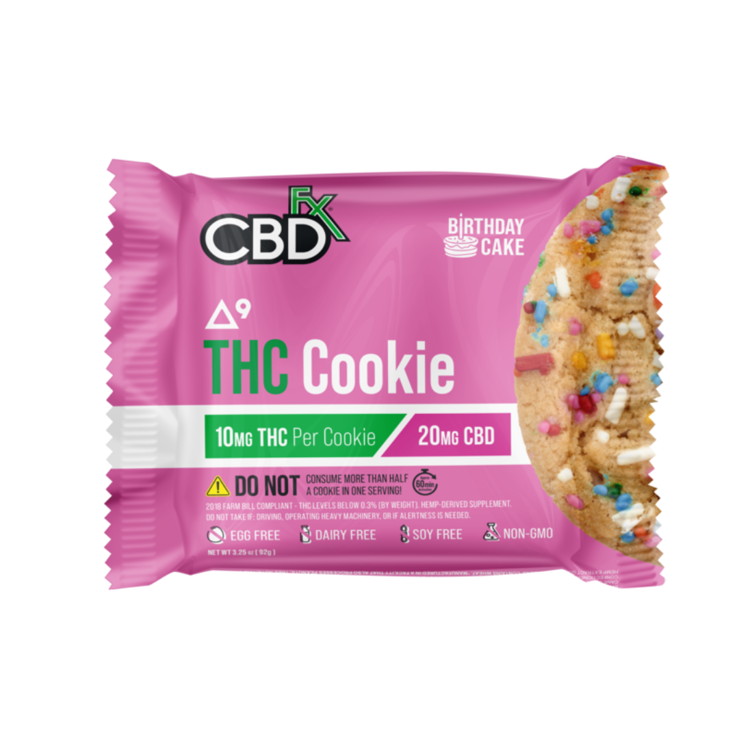 cbdfx delta 9 thc cbd cookies edible birthday cake 10mg