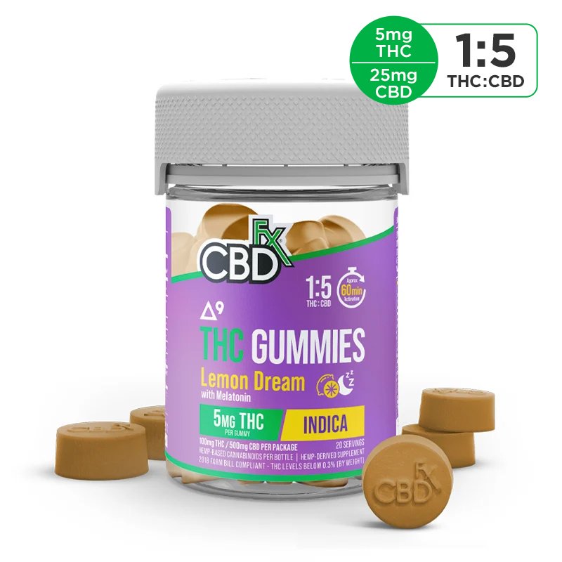 cbdfx delta 9 thc gummies lemon dream indica 5mg