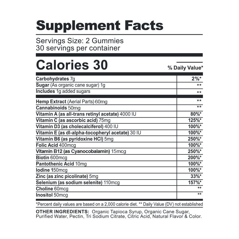cbdfx multivitamin cbd gummies men 1500mg supplement facts