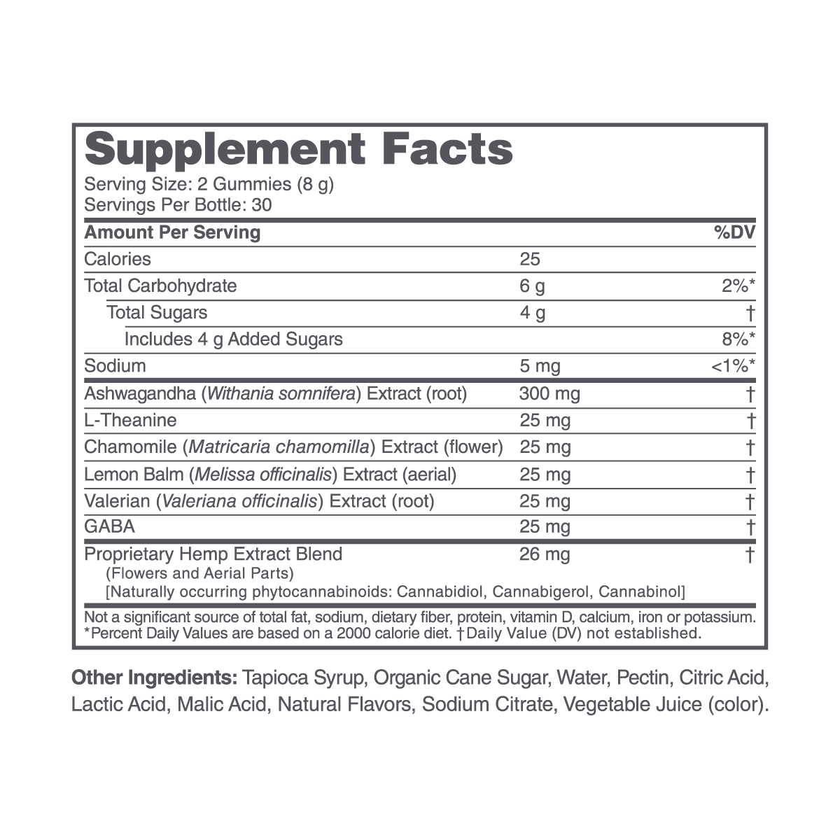 cbdmd calming cbd gummies ashwaganda 750mg ingredients