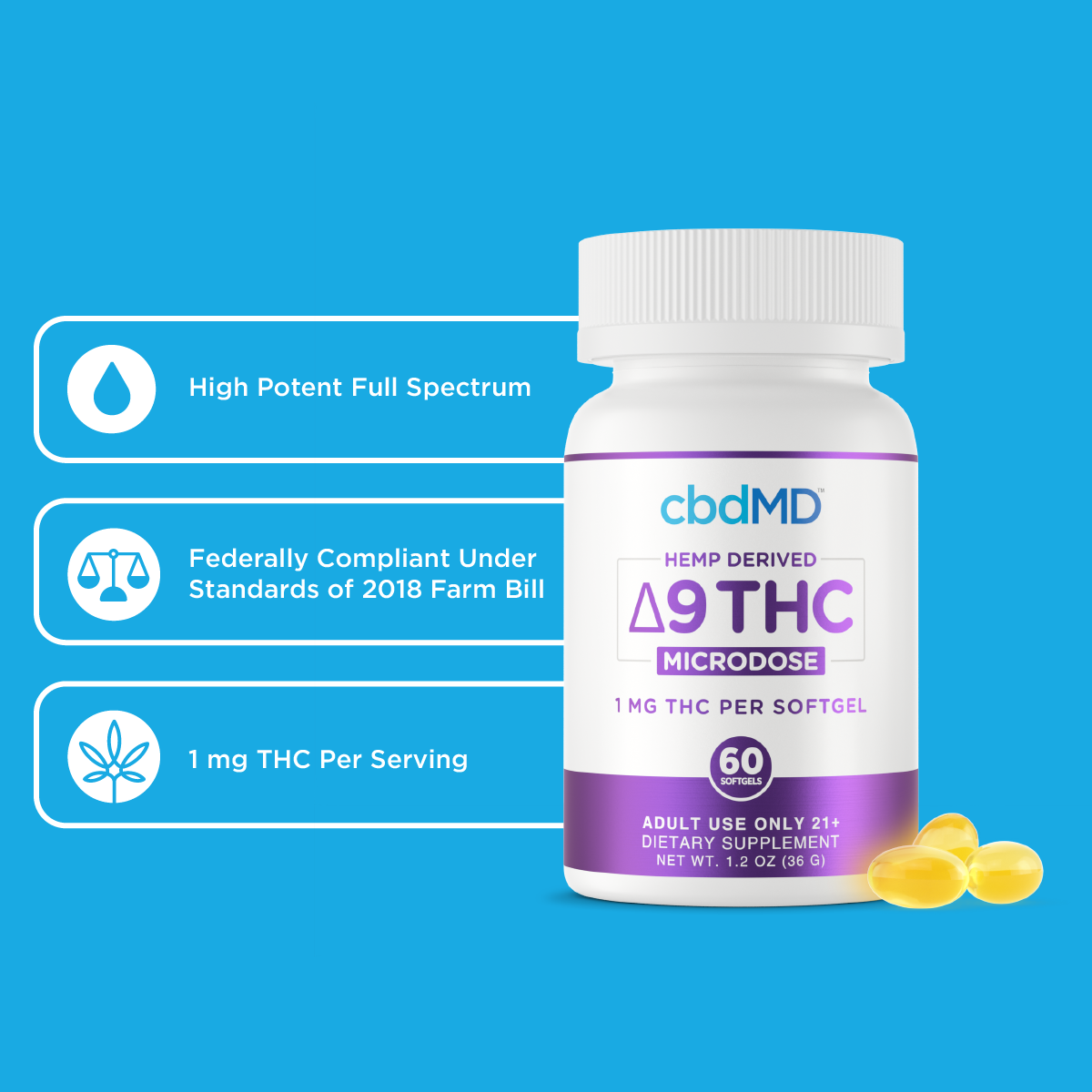 cbdmd delta 9 thc softgels microdose legal