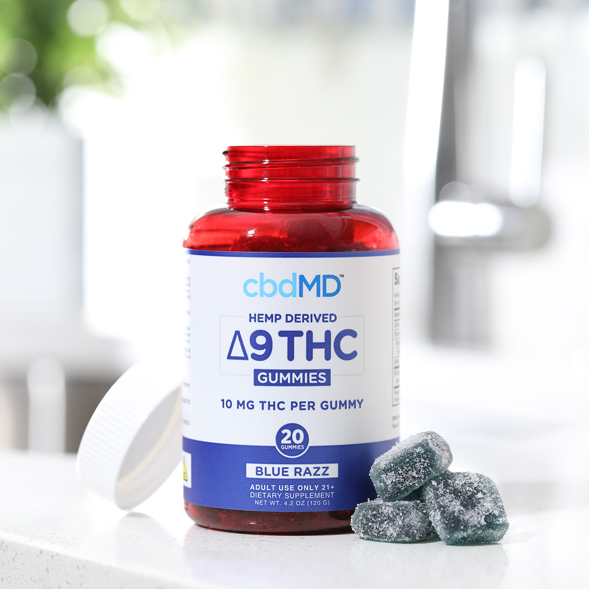 cbdmd hemp derived delta 9 thc gummies blue razz 10mg