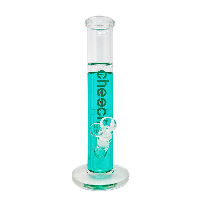 cheech glass glycerin straight tube water pipe 12 inch teal blue