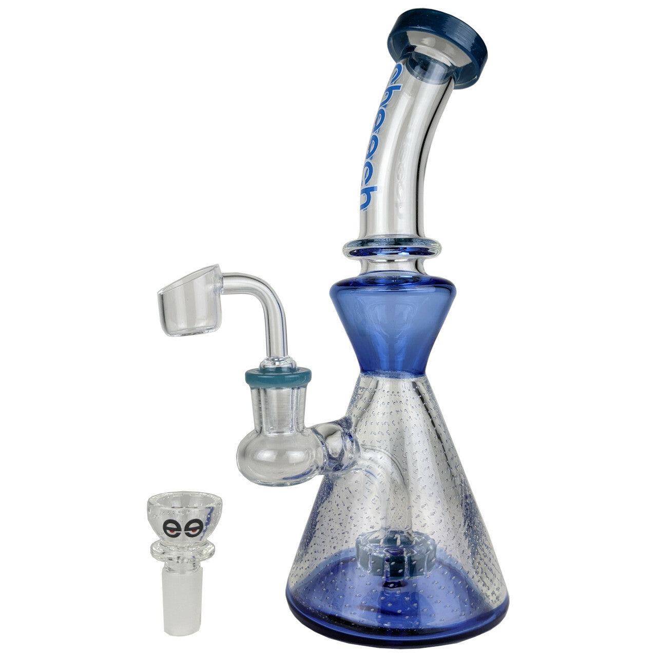 cheech glass showerhead water trap dab rig 9 inch blue
