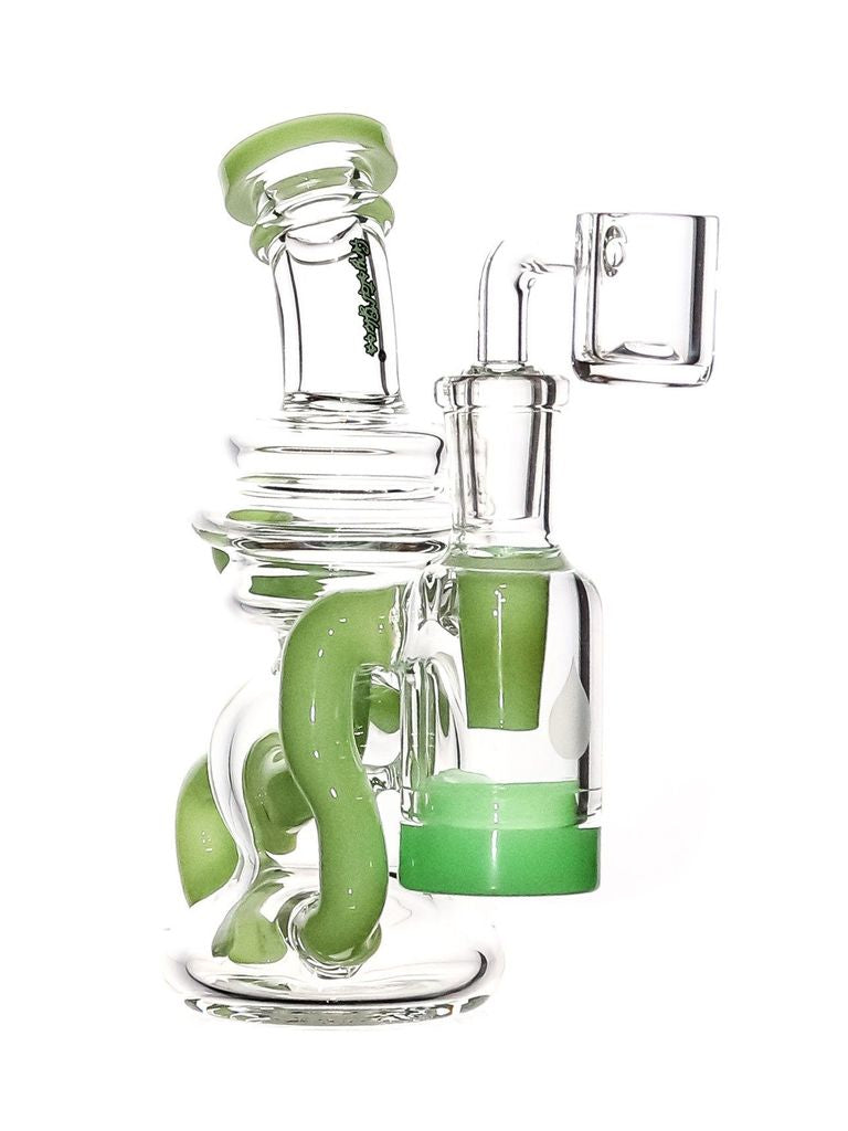 Crystal Glass 6" Mini Recycler Rig - Slime Green