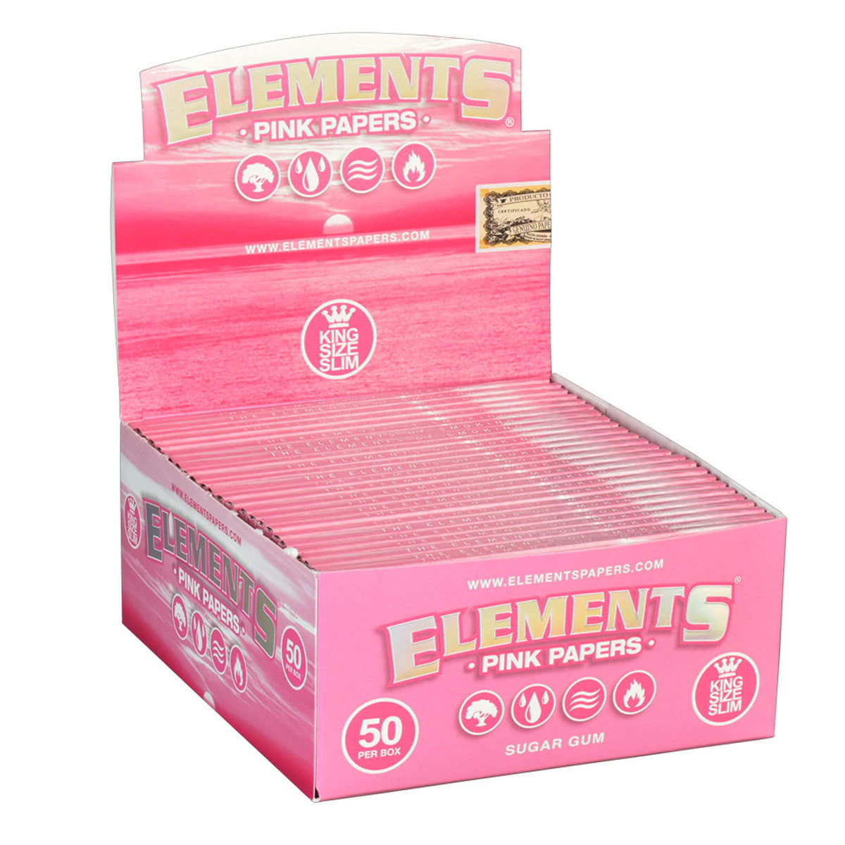 elements pink rolling papers king size slim box 50