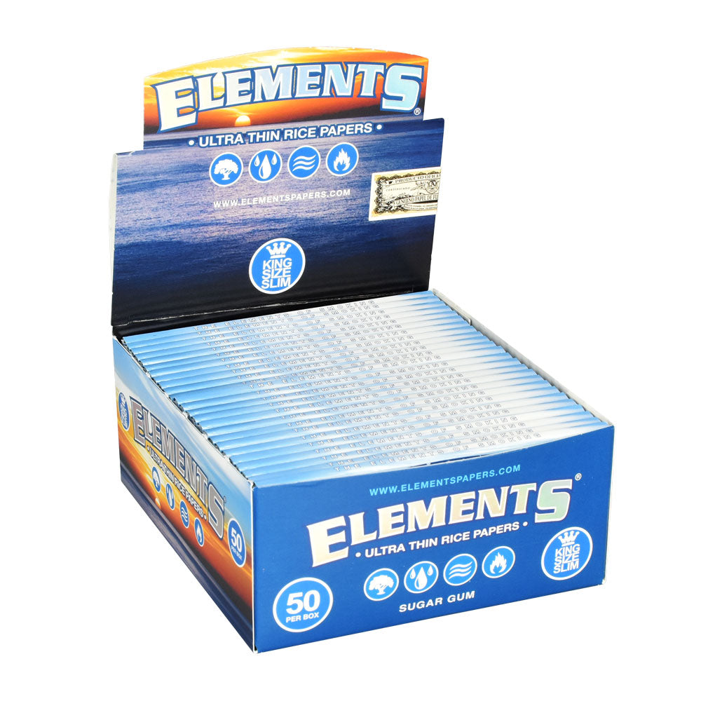 Elements King Size Ultra Thin Slim Rice Rolling Papers, 50 Packs