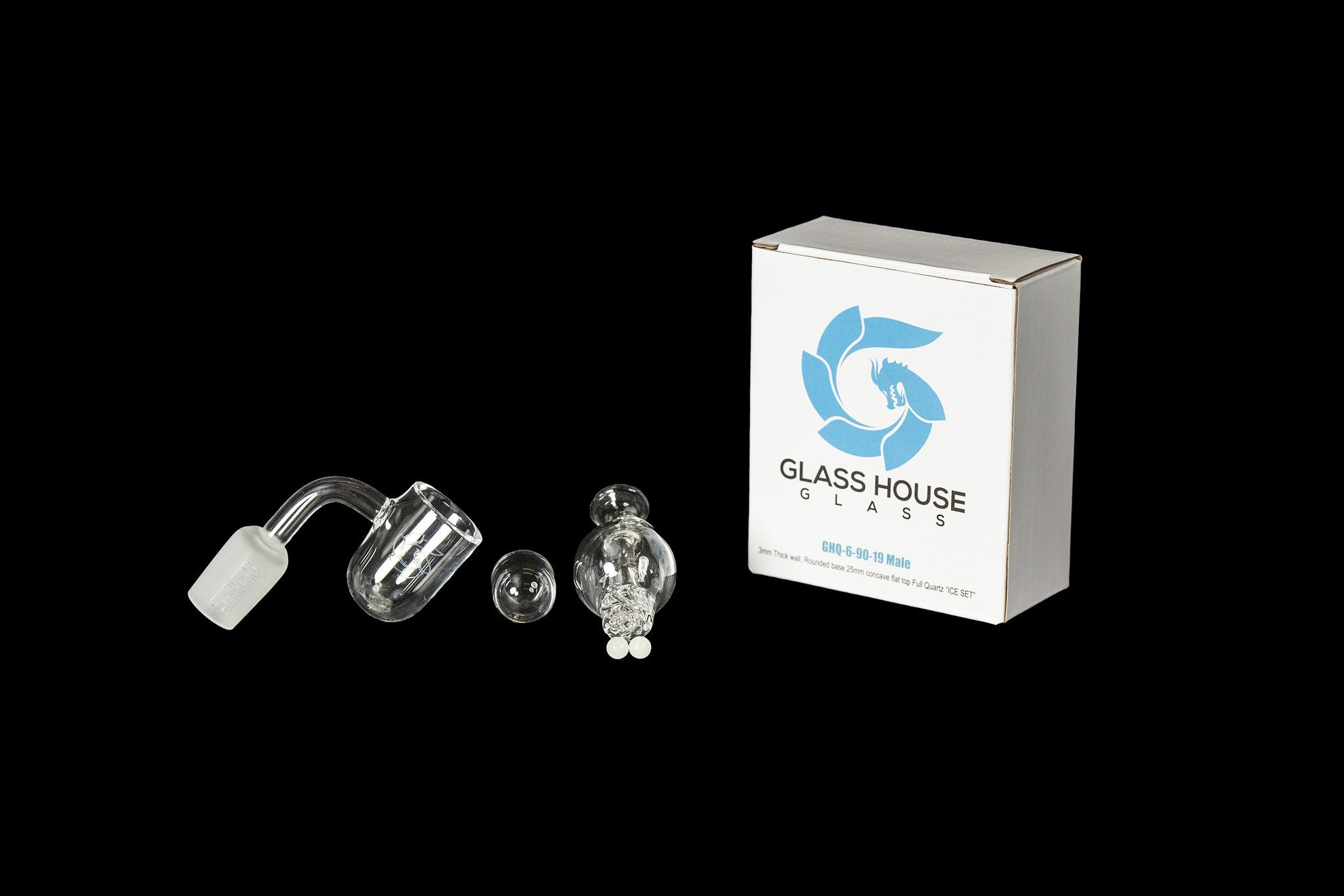 glass house quartz banger ice set 14mm male 90 degree box