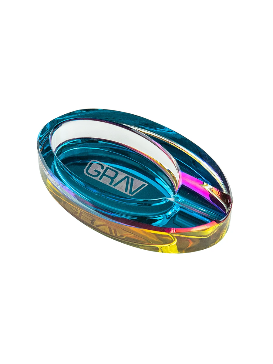 grav ellipse glass ashtray
