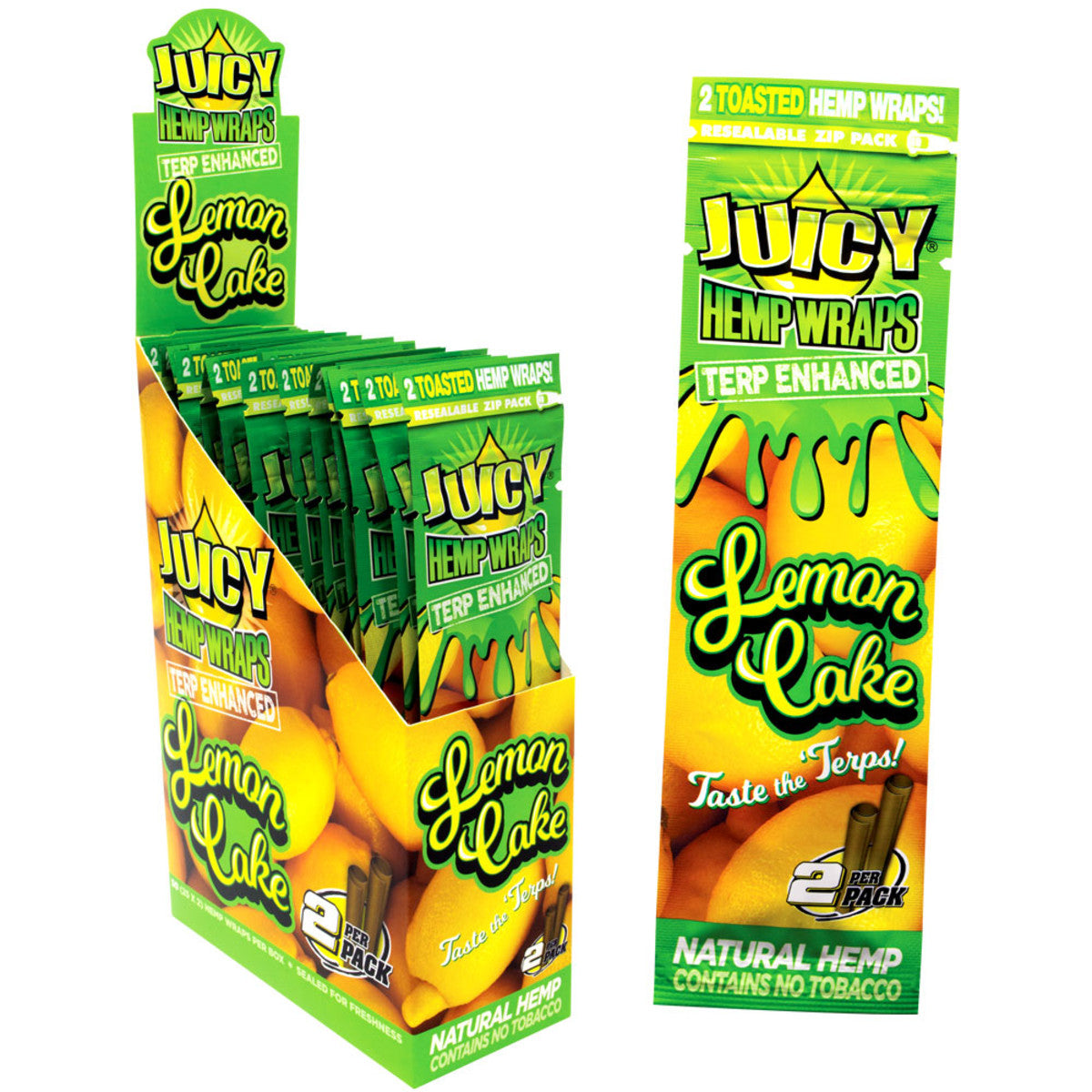 Juicy Terp Enhanced Hemp Wraps Lemon Cake Box