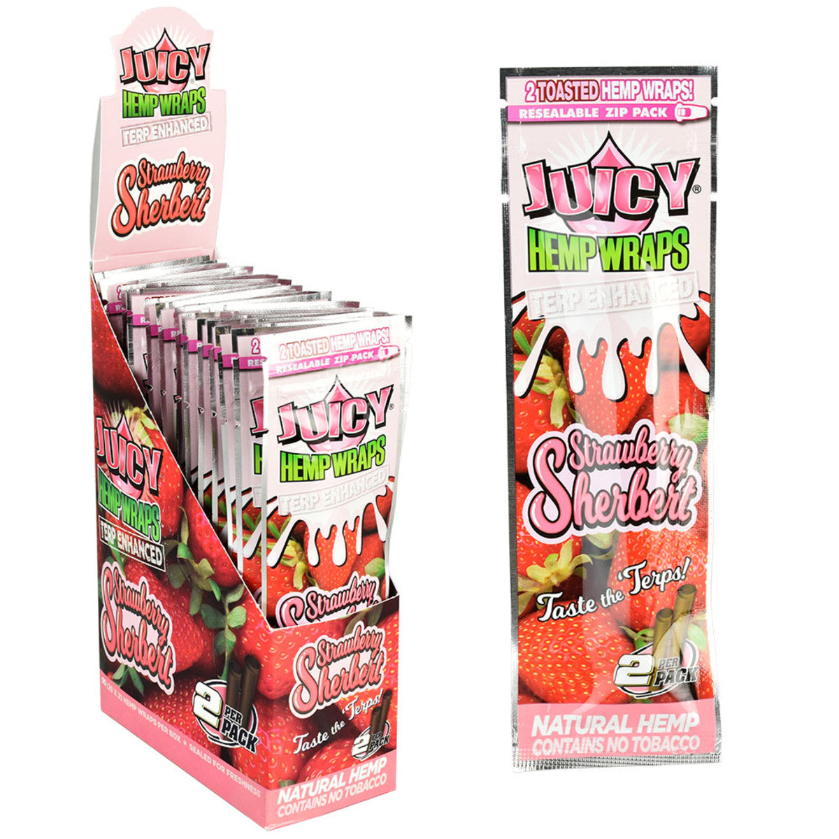 juicy terp enhanced hemp wraps strawberry sherbert box