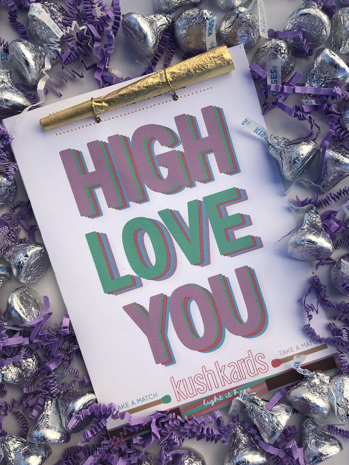 kushkards high love you weed greeting card