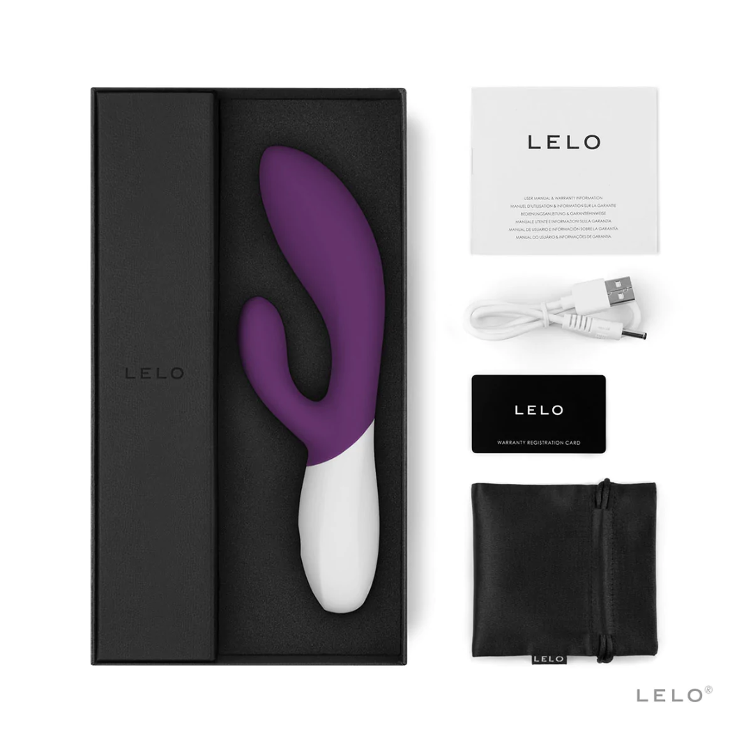 LELO Ina Wave 2 Plum Rabbit Vibrator Box Contents