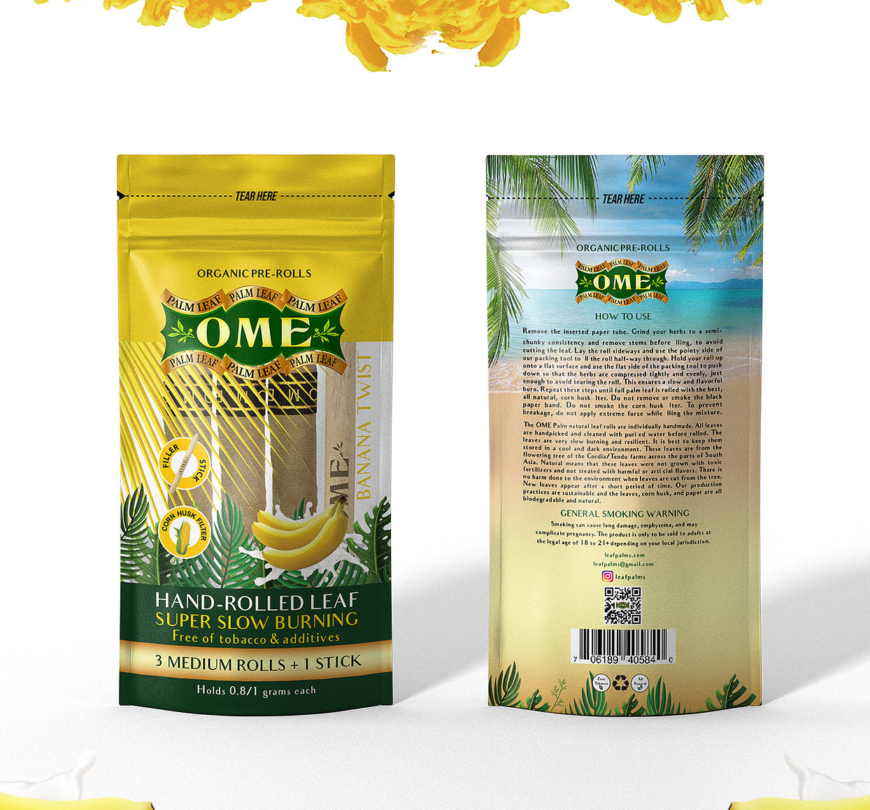 ome palm leaf banana twist medium pre rolls