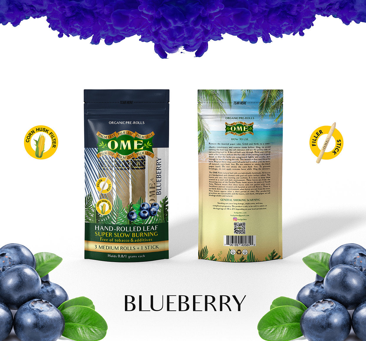 ome palm leaf blueberry medium pre rolls