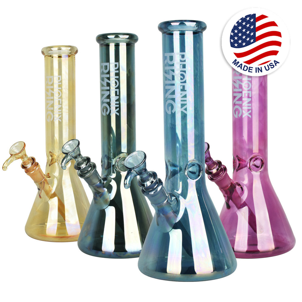 Phoenix Rising Metallic Beaker Water Pipe | 12"