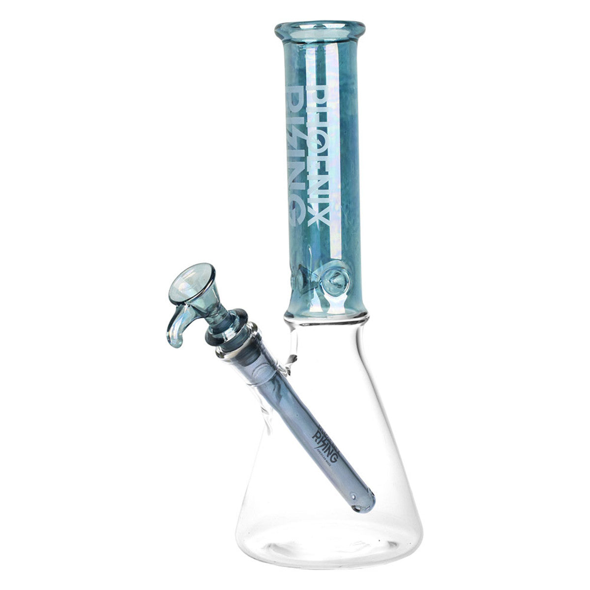 Phoenix Rising Metallic Top Beaker Water Pipe Electroplated Bong 11 Inch Blue