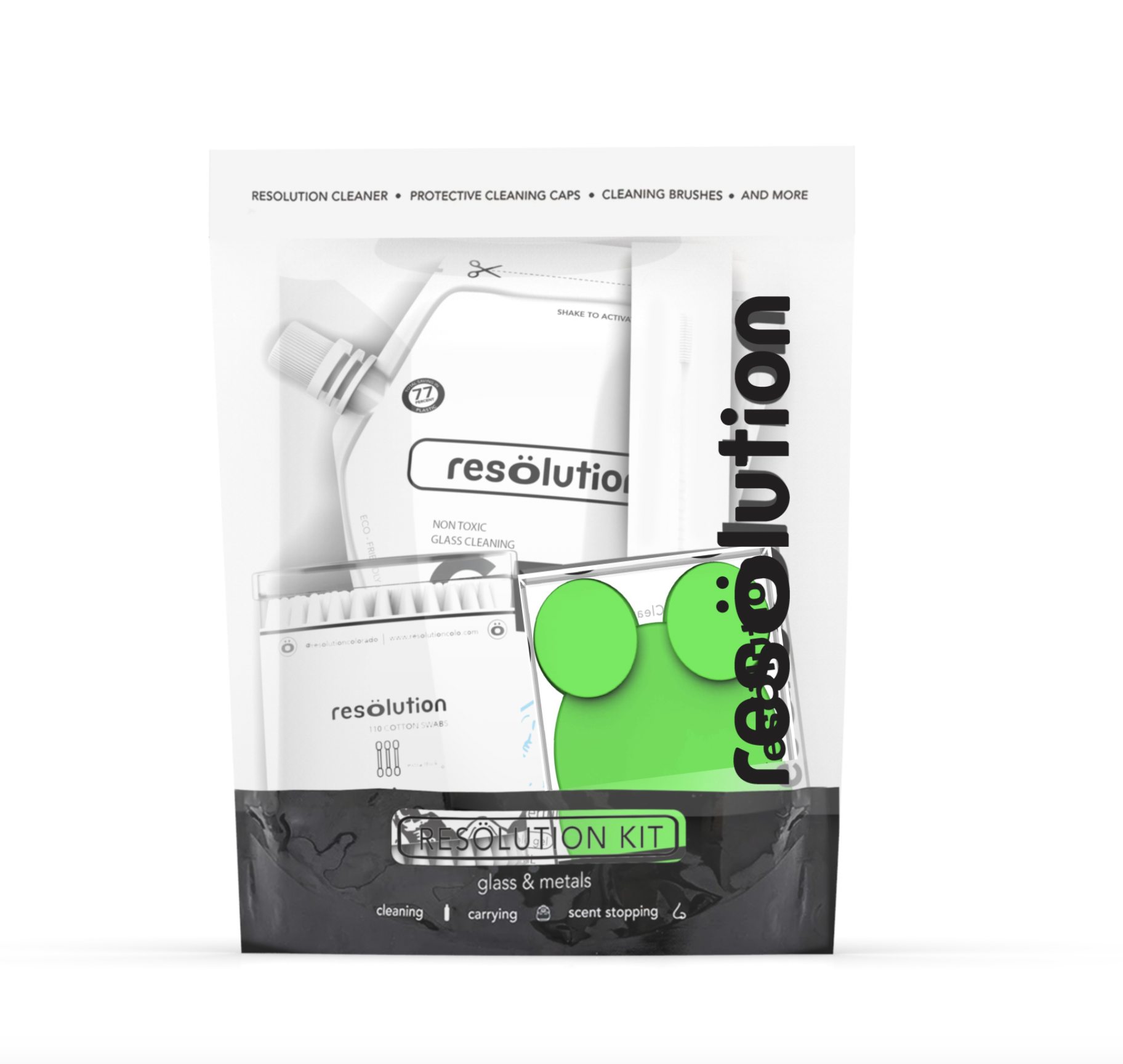 resolution glass bong cleaning kit green