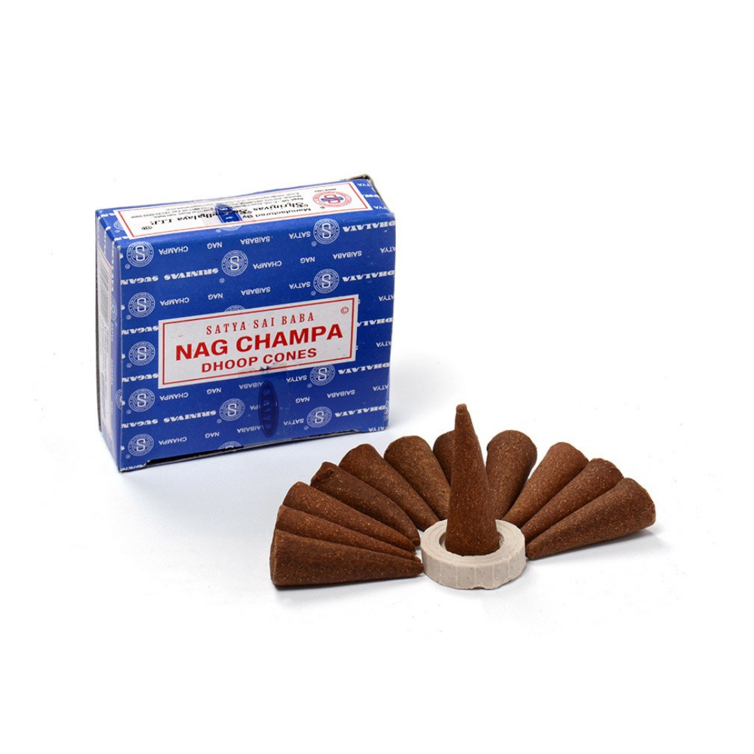 satya sai baba nag champa dhoop incense cones box blue