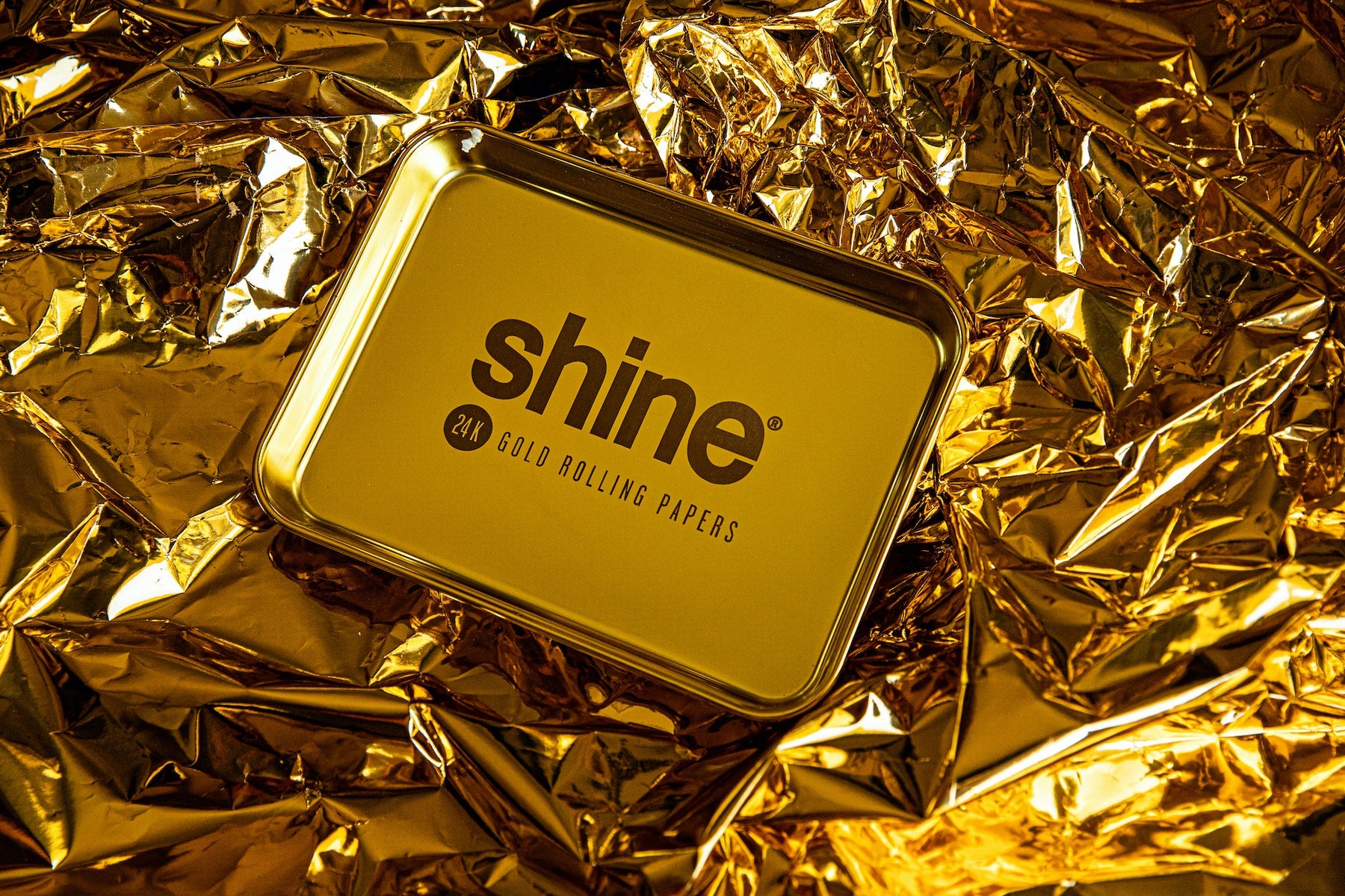 shine 24k gold rolling tray metal