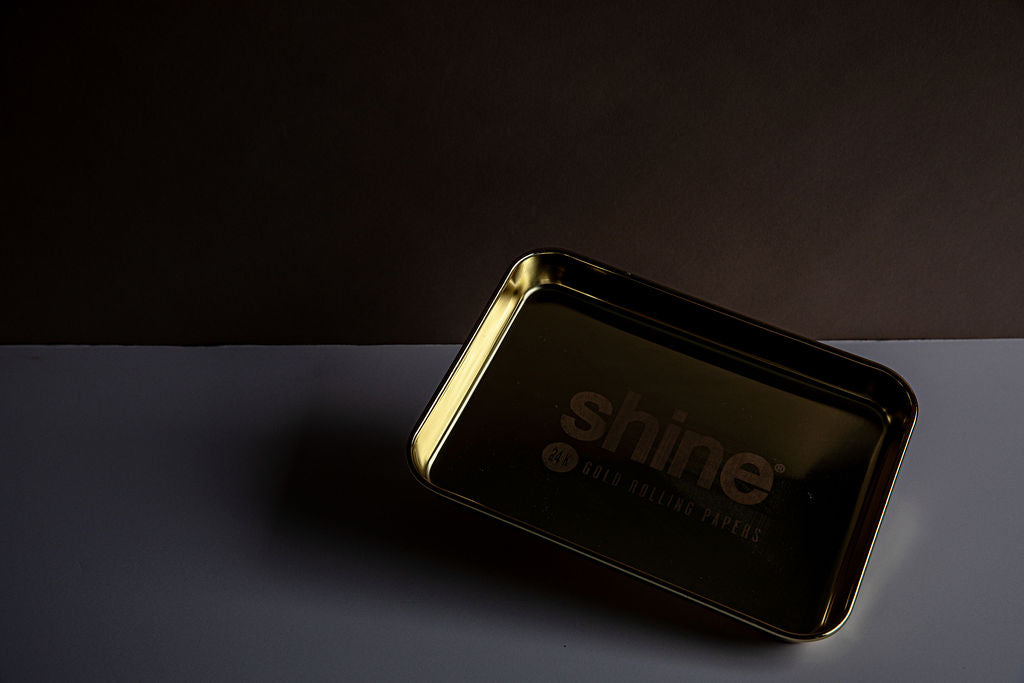 shine gold rolling tray metal