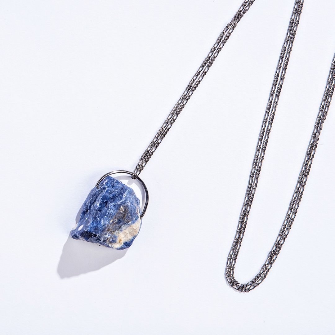 Sodalite Stone Crystal Necklace Jewelry Blue Shoppe Geo