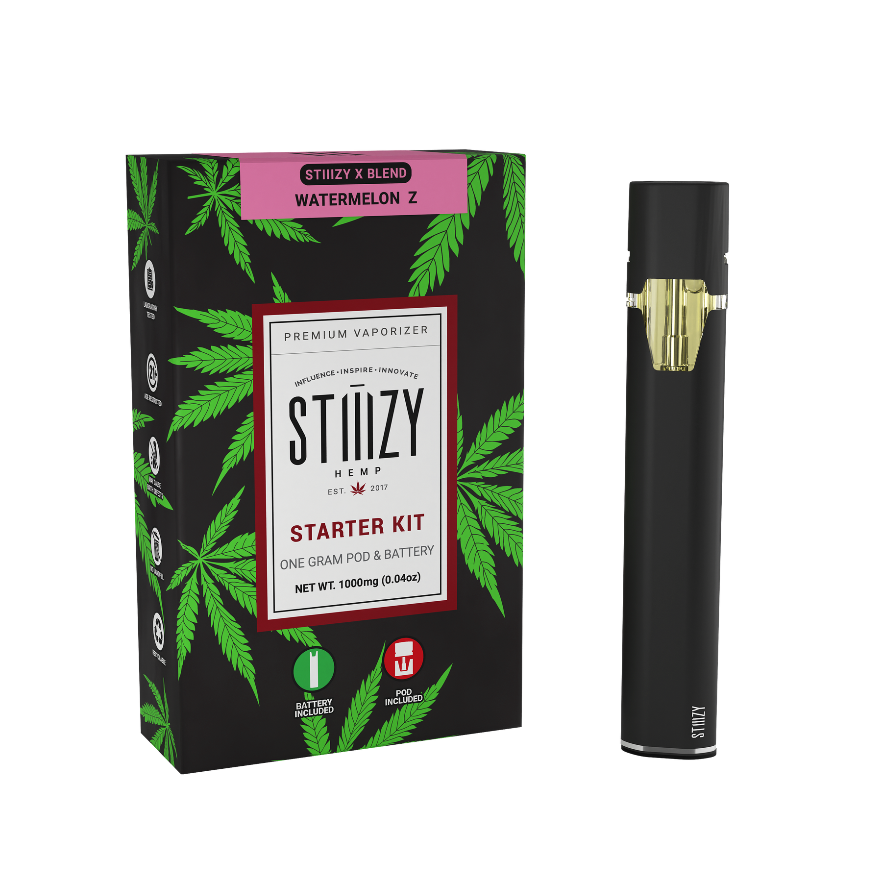 Stiiizy Hemp X-Blend Starter Kit 1g Pod and Battery Watermelon Z