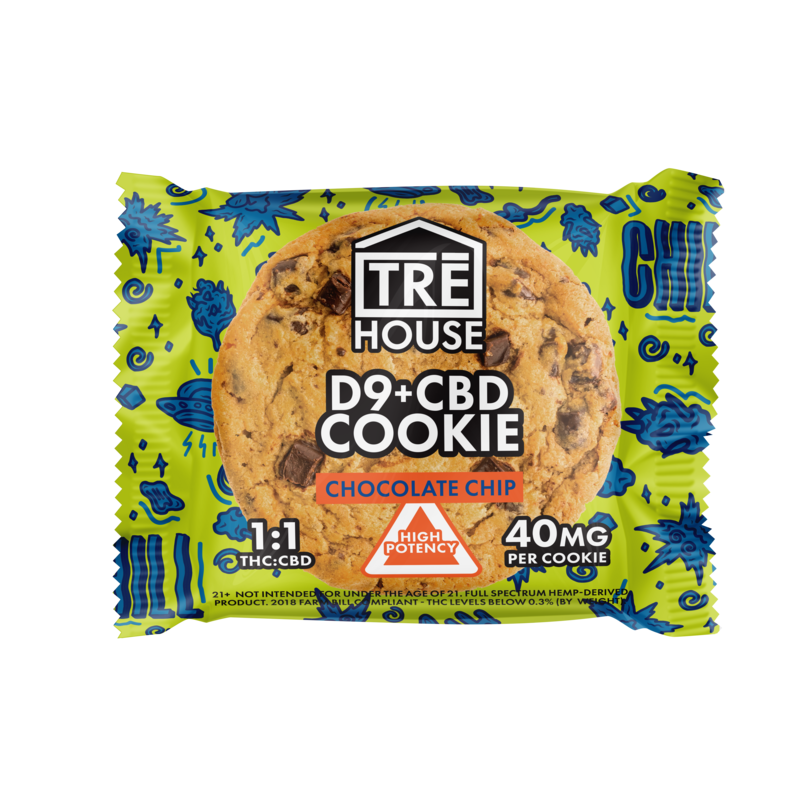 tre house d9 cbd cookie chocolate chip 40mg